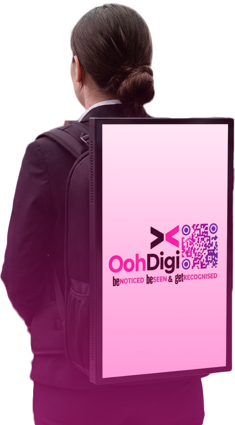 OohDigi walking billboard - professional walker with digital backpack display